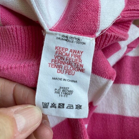 Mini Boden Girl's 100% Cotton Pink & White Striped Pear Fruit Sweater - Size 7-8 - Picture 6 of 7